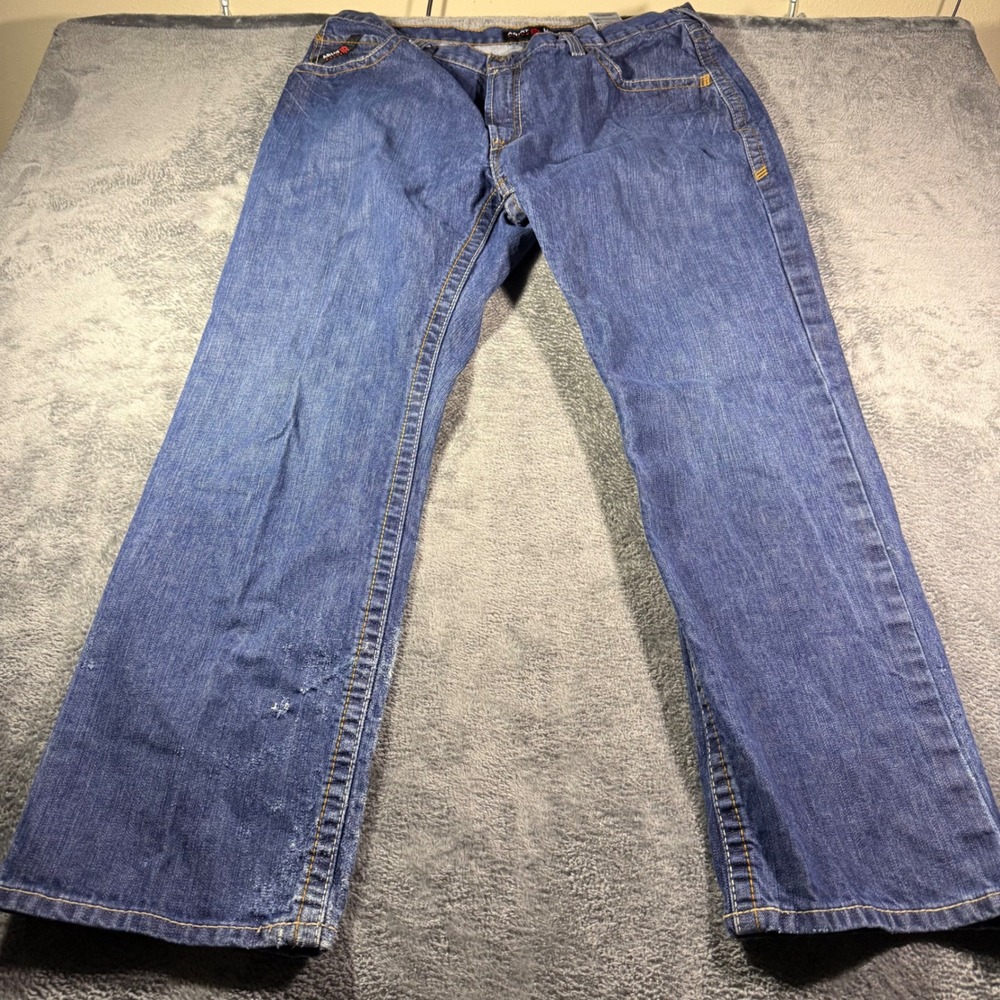 Ariat FR M4 Low Rise Boot Cut Jeans Mens 40x32 Blue Flame Resistant CAT 2 Denim